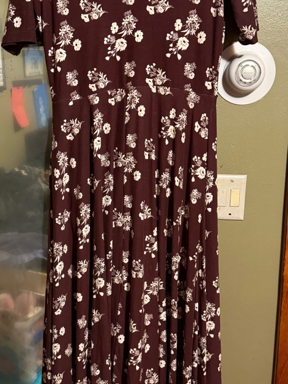 Agnes & Dora Burgundy Maxi Dress with Cream Floral Print